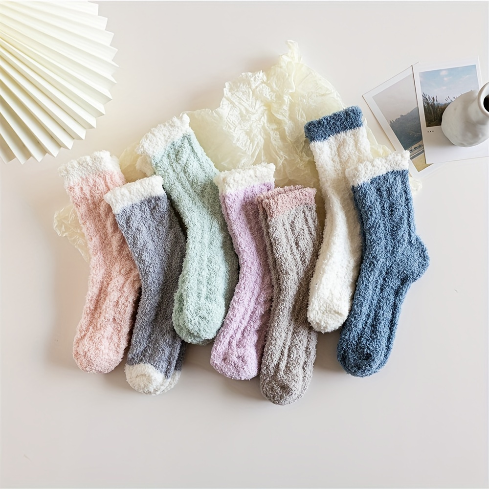 Colorblock Fuzzy Non-Skid Socks with Aloe