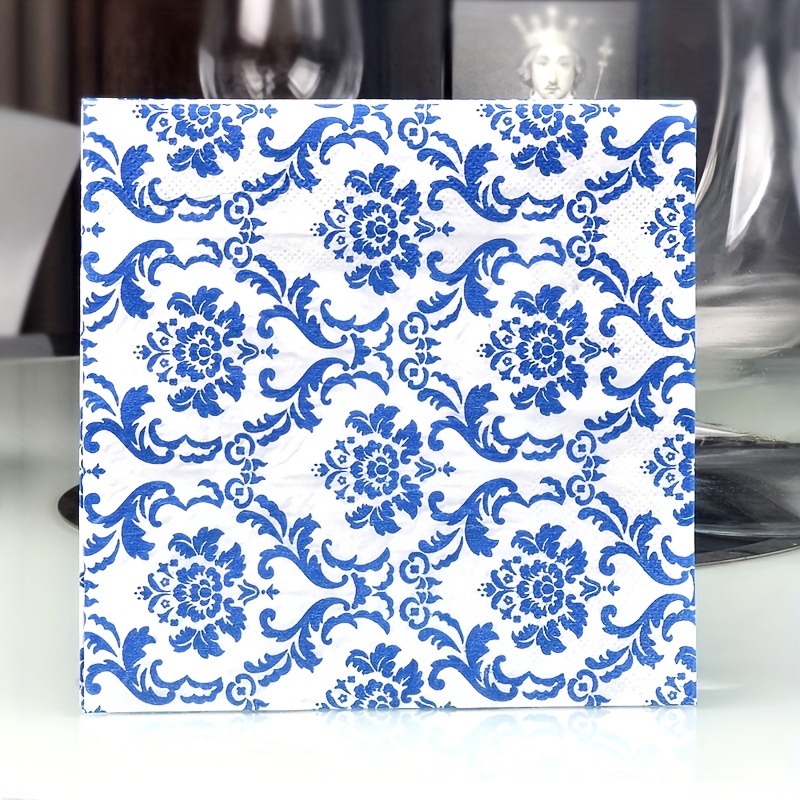 Napkins Blue And White - Temu