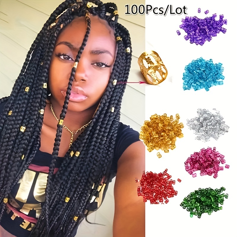 100 Pcs Gold Hair Braids Cuff Adjustable Silver Circle Dreadlock Beads Wrap  Dread Cuff Clip Jewelry For Hair Accessaries - Braiders - AliExpress