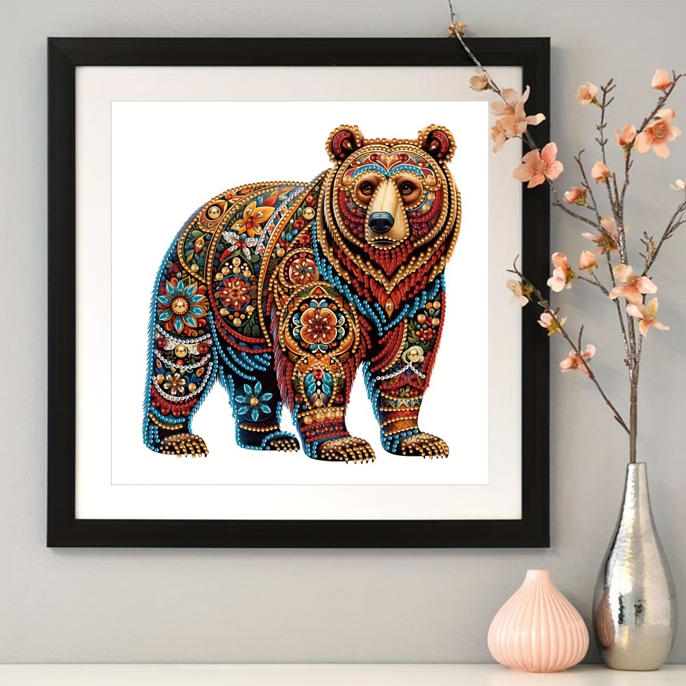 Full Square Diamond Canvas Bear Animals Home Wall Decor 5d - Temu