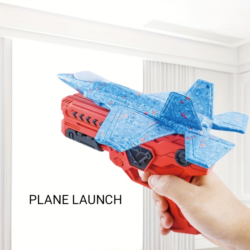  TOY Life Lanzador de avión de juguete de espuma para niños,  paquete de 2 lanzadores de pistola de avión, lanzador de aviones, juguete  de 2 modos de vuelo, juegos de disparo