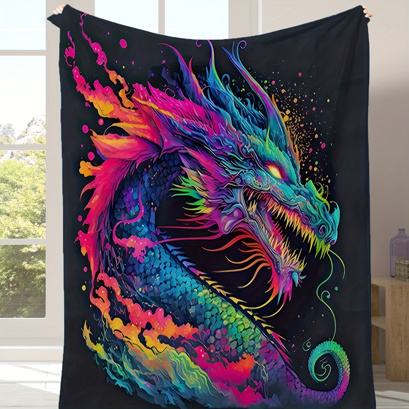 Goth Purple Giant Dragon Thin Blanket Lightweight Flannel - Temu