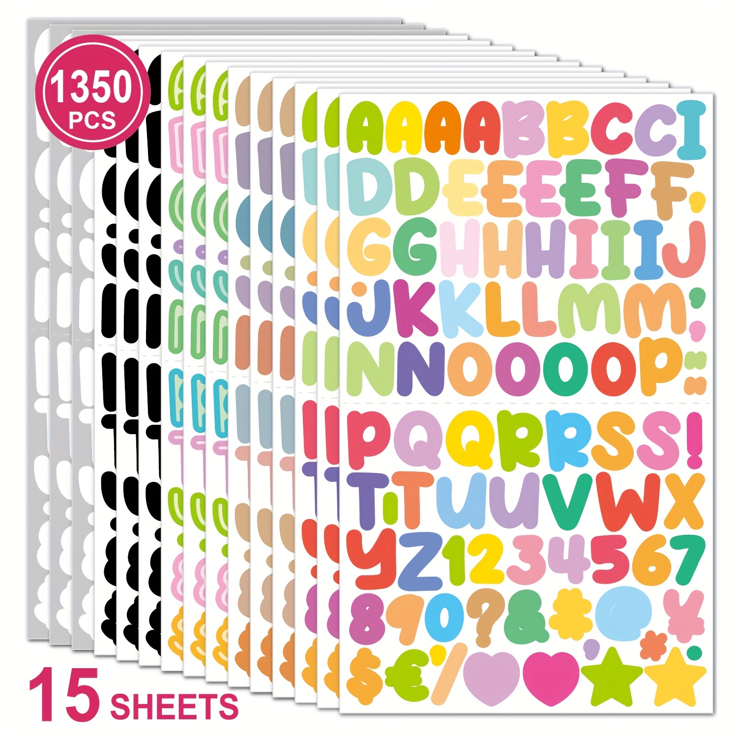 15 Sheets Letter Stickers, 1890 Alphabets Stickers Self-Adhesive Sticker  Letters, Black Vinyl Letter Stickers, Mailbox Numbers Sticker DIY Crafts  Art