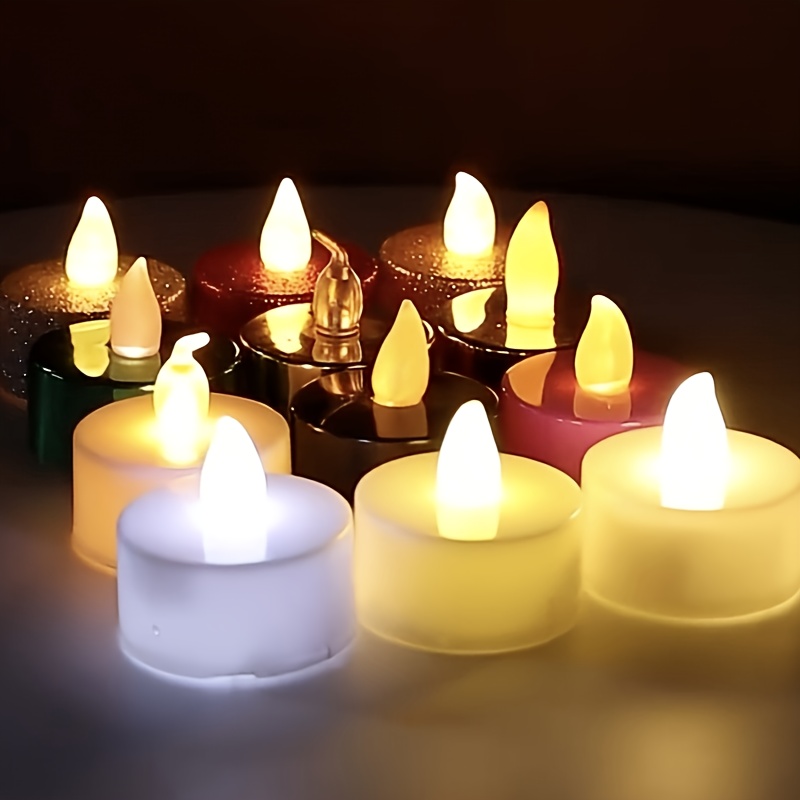 24 pezzi, candele a LED, candele a lume di tè a batteria sfuse, lumini  tremolanti per Halloween Natale autunno decorazioni per la casa in giallo  caldo