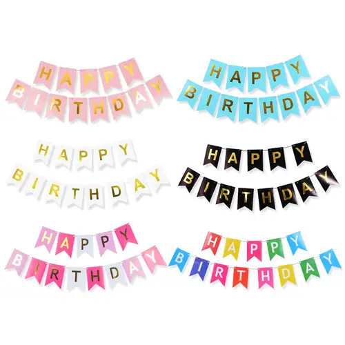 Happy Birthday Banner Pastel Macaron Colors Alphabet Design - Temu