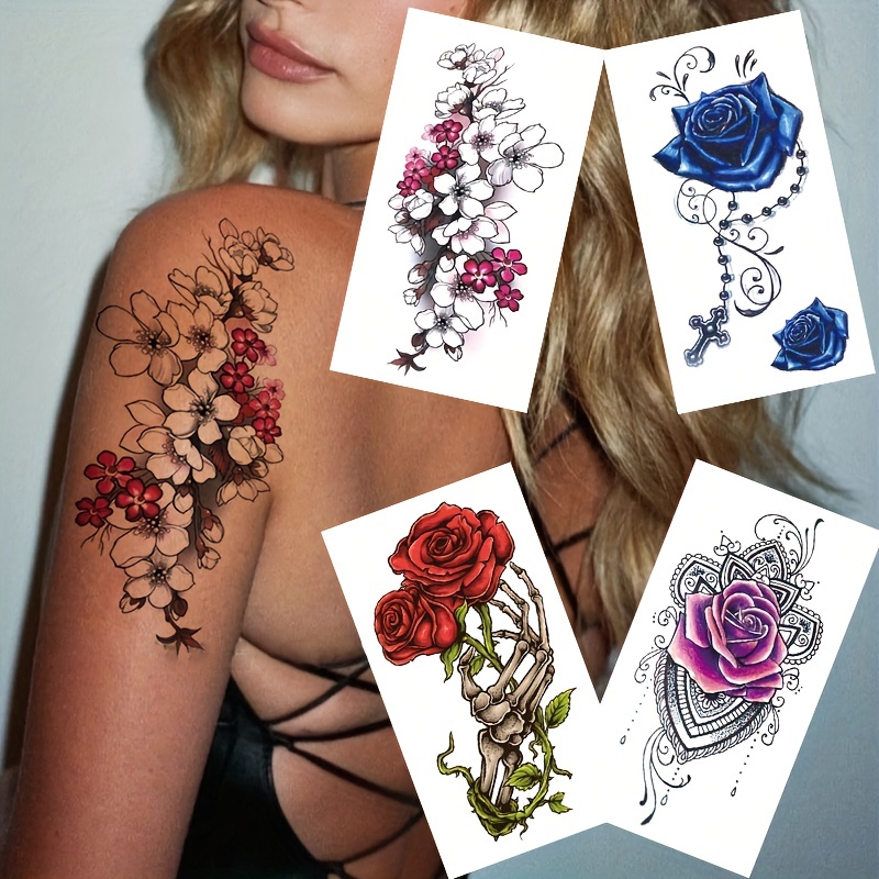 Herbal Juice Phoenix Tassels Tattoo Stickers for Women Arm