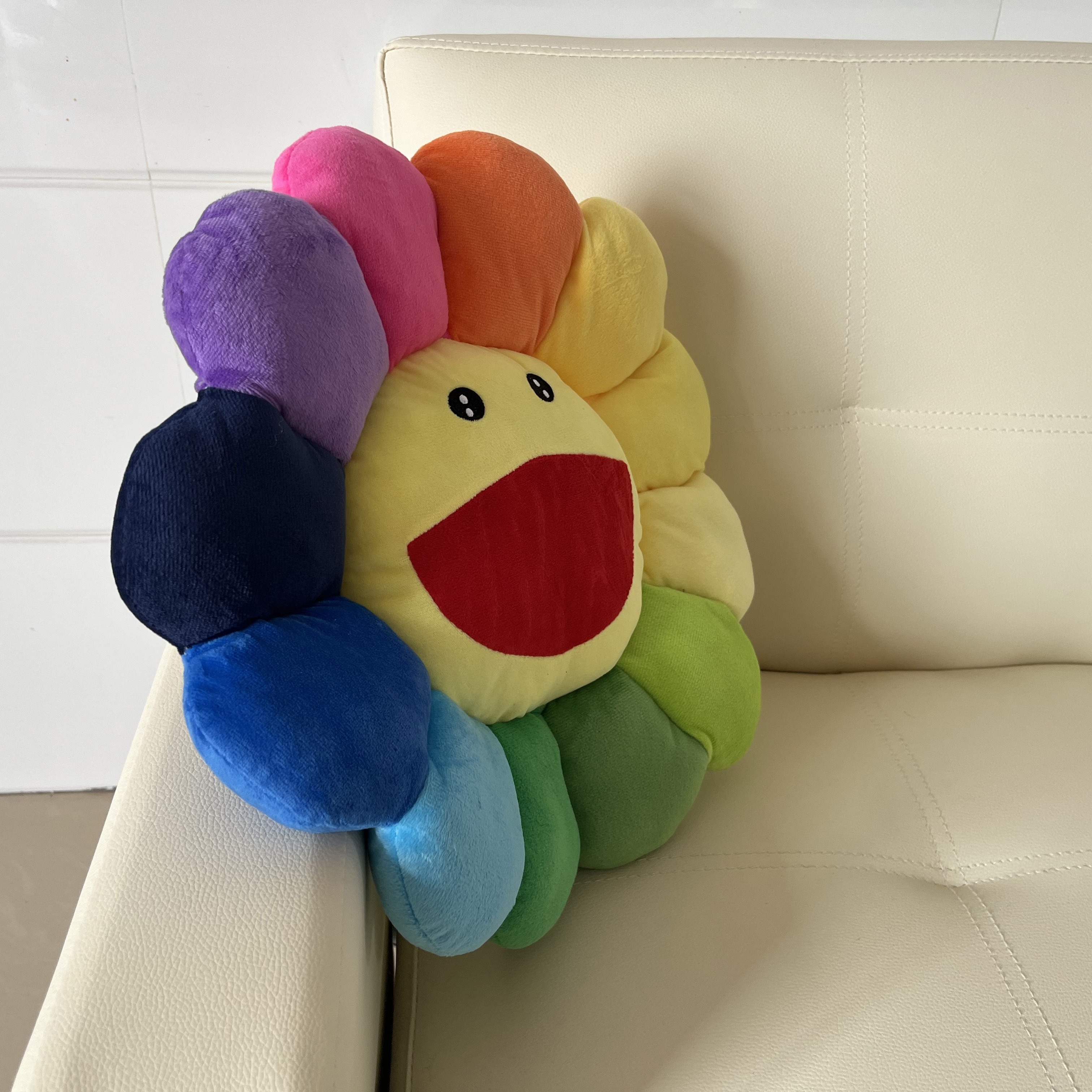 Sunflower Cushion Pillow Plush Rainbow Flower Japan Takashi Murakami Home  Decor