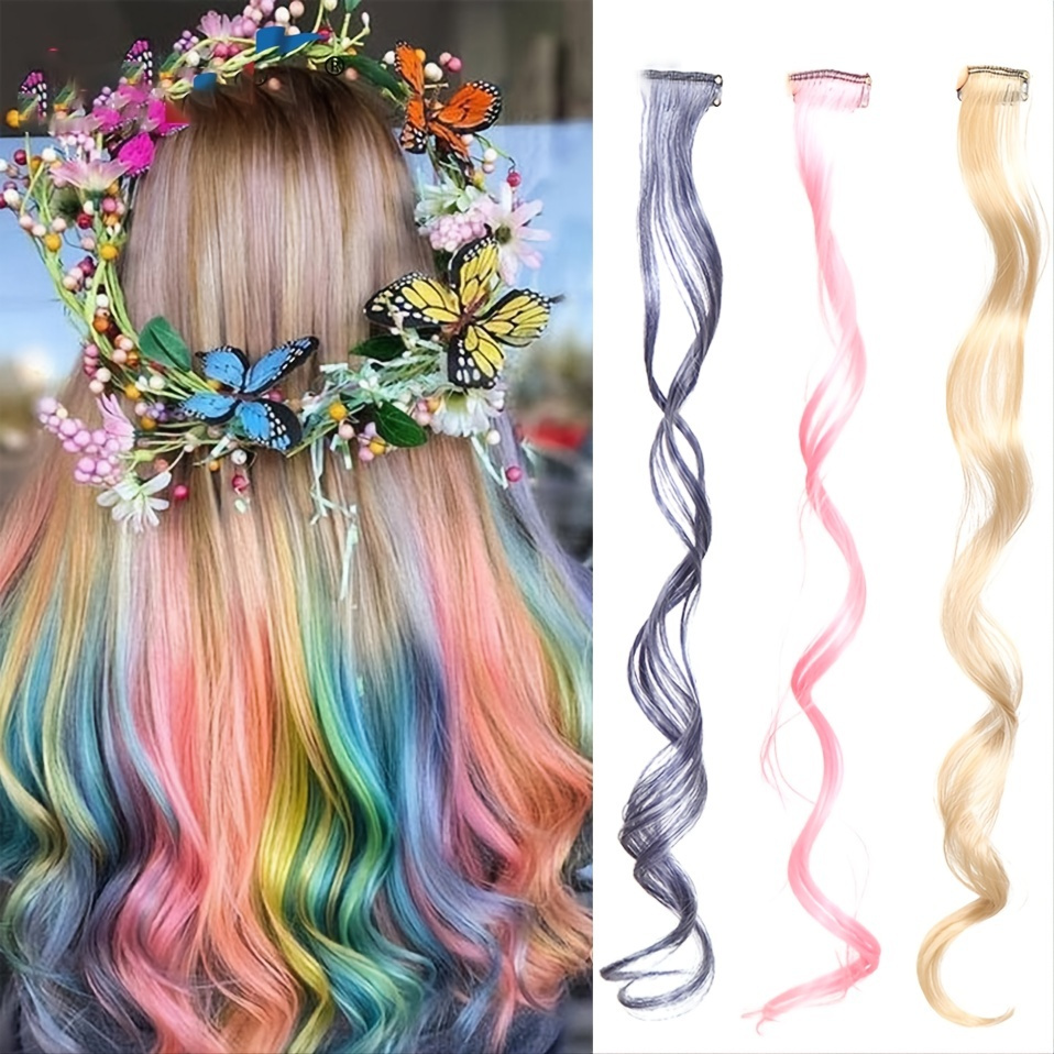 Synthetic Feather Hair Extensions 10strands Colored Hair - Temu