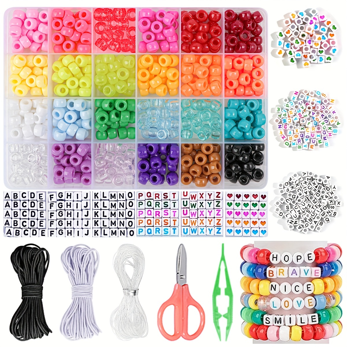 1000 Pieces Bracelet Making Beads ABC Beads Pony Beads Letter