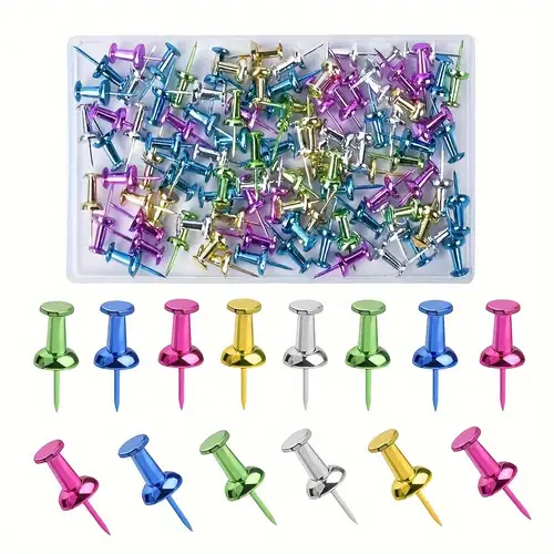 100 Uds chinchetas tachuelas de mapa chinchetas decorativas de plástico y  acero para tableros de corcho 9,5x20mm azul