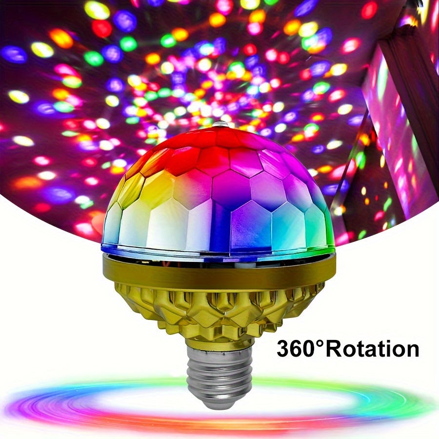 HAOAN E27 Disco Light Bulb Rotating LED Party Bulb Strobe Light for  Parties- 6W RGB Multi Crystal Disco Ball Light Strobe Bulb Decor for  Birthday