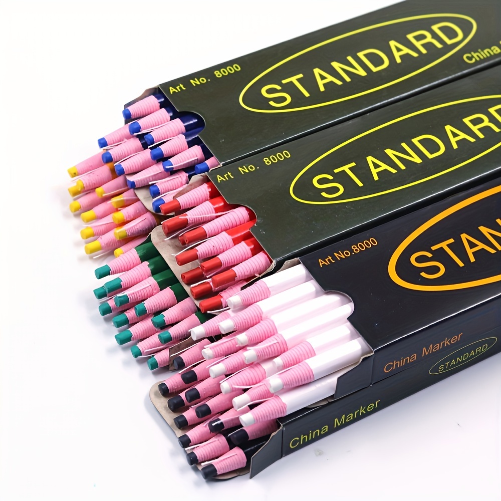 Sewing Fabric Markers Kit with Storage Box, 6Pcs Tailors Chalk Pencil /  2Pcs Heat Erasable Pen & 5 Refills / 2Pcs Water Soluble Pen & 5 Refills