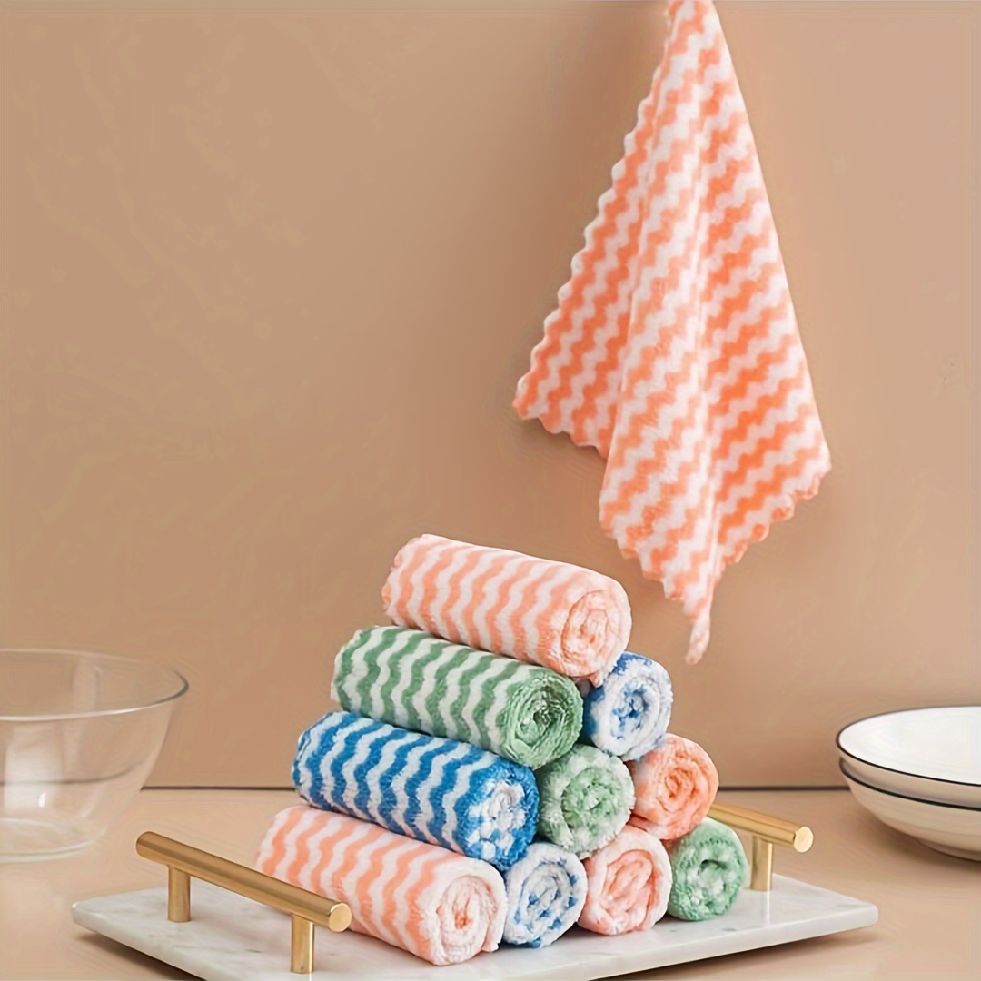 2/4/8pcs Soft Microfiber Kitchen Towels Absorbent Dish Cloth Anti-grease  Wipping Rags Non-stick Oil Household Cleaning Towel