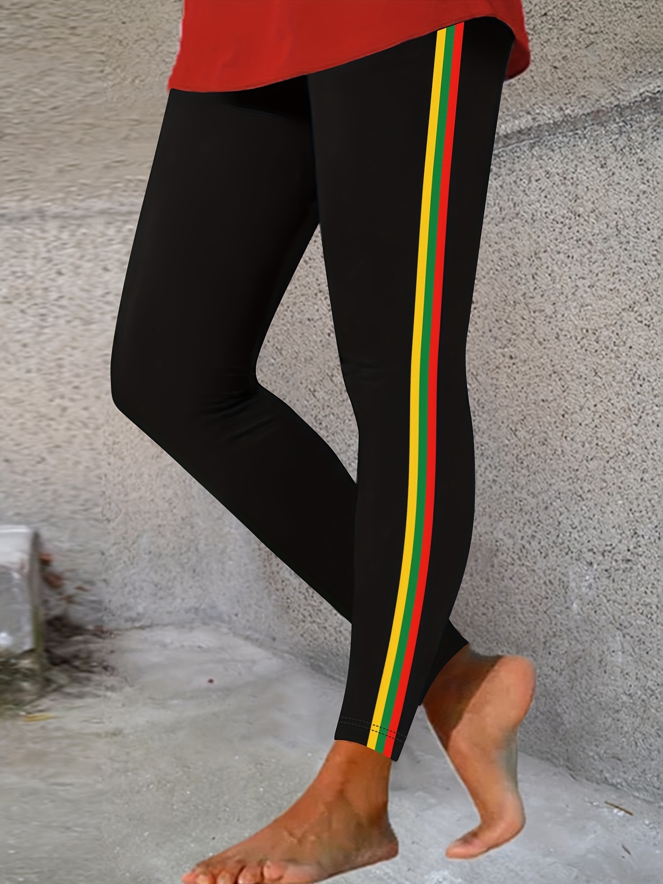 Colourful striped outlet leggings