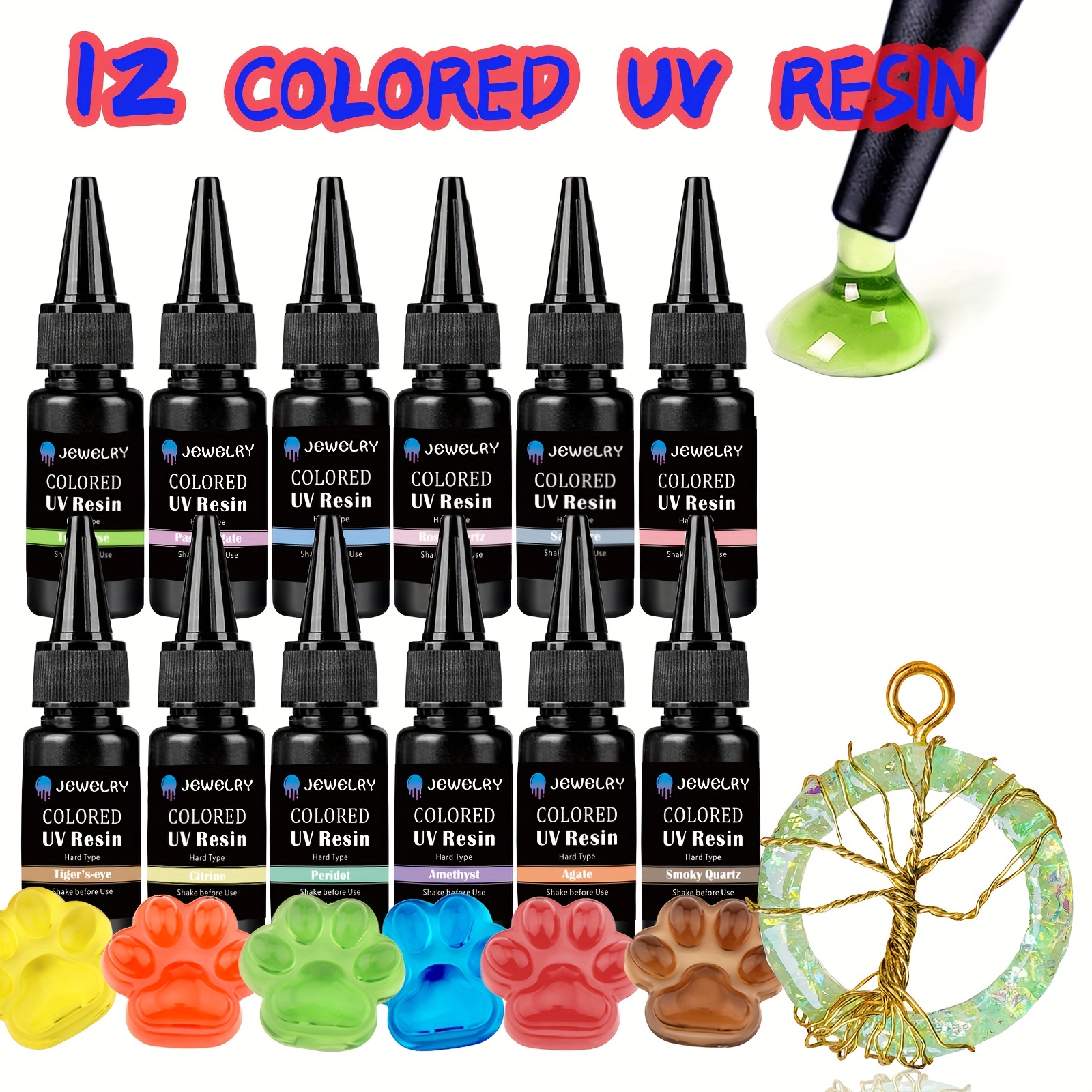Set Resina Uv 12 Colores - Especial Joyería y Artesanías –