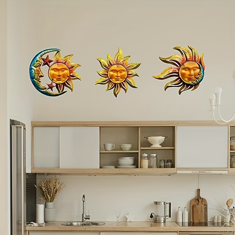 Metal Sun Outdoor Wall Art Decor Large 19 Inch, Hanging for Indoor Outdoor  Patio Garden Fence Deck Yard Pool Wall Sculpture Decoration for Living Room