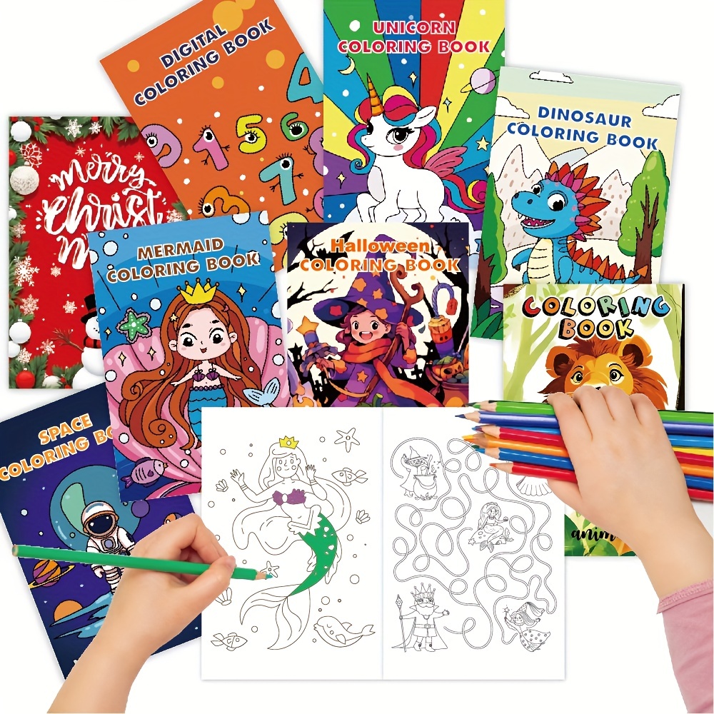 24 libros para colorear para niños con 24 lápices de colores apilables,  mini libros para colorear a granel para edades de 2-4-8-12 pequeños libros  de