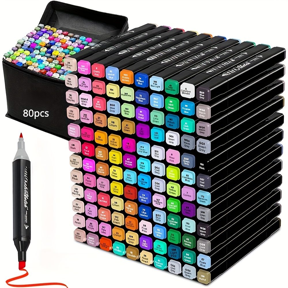 120 Colors Alcohol Markers Brush Tip and Fine Tip,App for Improve Painting, Alcohol-Based Markers for Artists, Art markers for Painting, Coloring,  Sketching and Drawing,Great Gift Idea. 