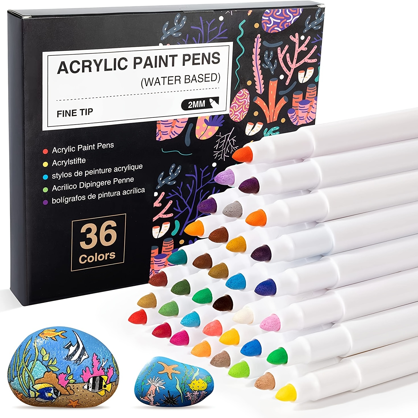 KINGART® PRO Extra Fine Point Acrylic Paint Pen Markers, Water-Based Ink,  Set of 24 Colors