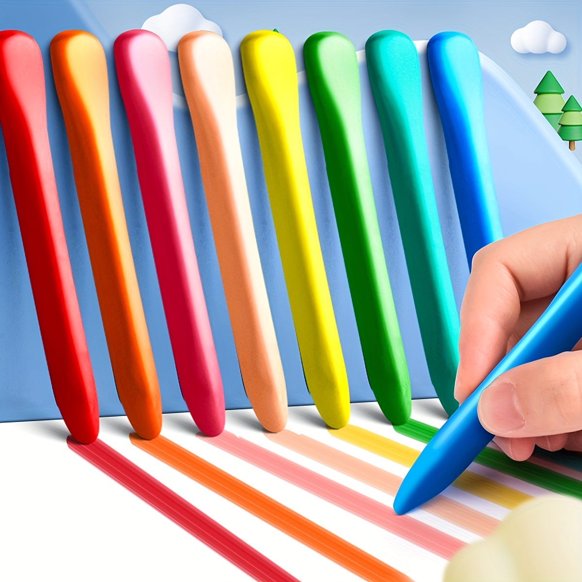 Crayons lavables pour tout-petits, 12 couleurs de crayons non toxiques,  crayons de cire sûrs pour enfants de 2 à 6 ans, crayons de coloriage pour