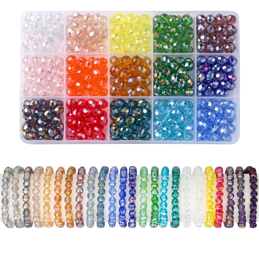 671Pcs Glass Beads Bracelet Making Kits 30 Colors 8Mm Crystal Beads for  Jewelry