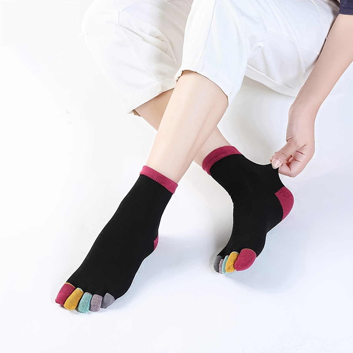 Summer Women Girls Five Finger Socks 1 Pair Ultra Thin Breathable Solid  Color Toe Socks With 5 Toe Short Deodorant Foot Socks