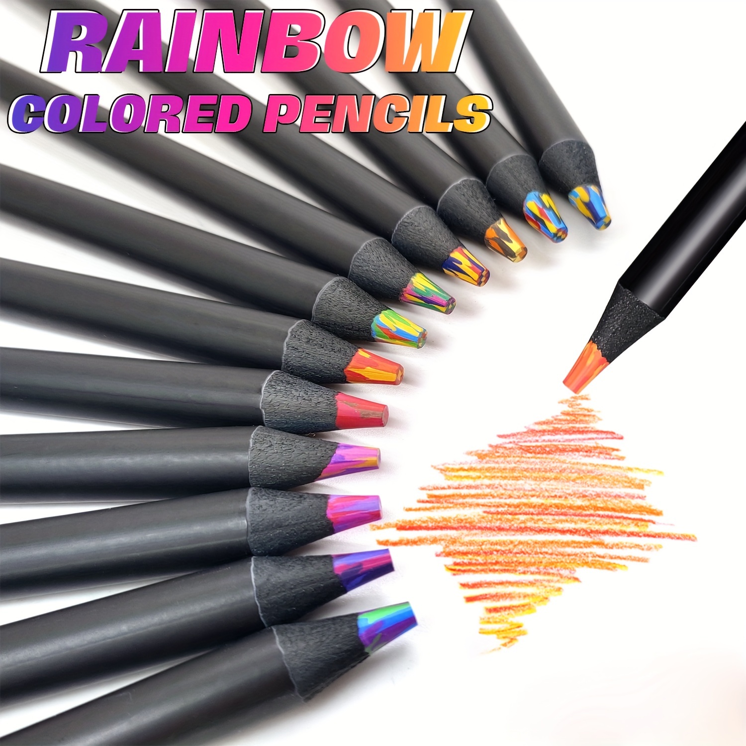 8pcs Rainbow Pencil, Wooden Colored Pencils Large Rainbow Pencils for Kids  Multicolored Pencils for Drawing Sketching Coloring - AliExpress