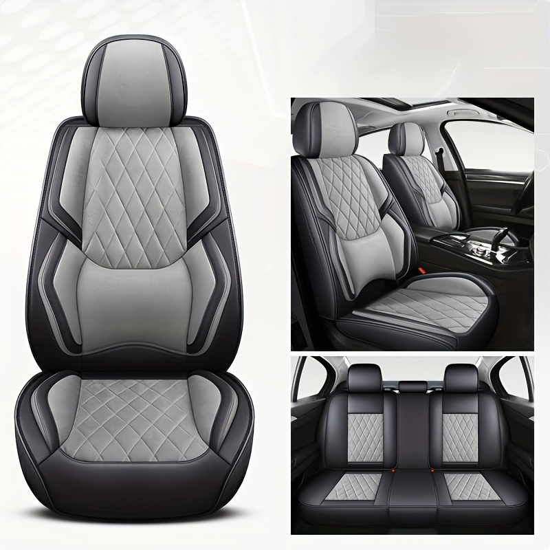 Luxury Black Green Leather Car Seat Covers Cushion Front & Rear For 5-seats  Cars