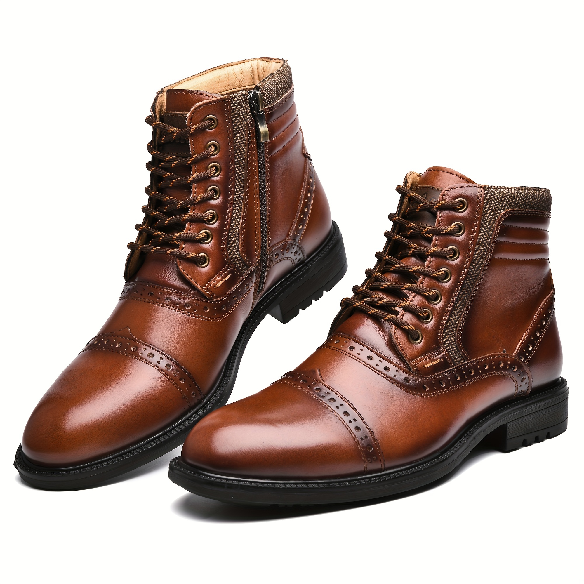 Men's Capt Toe Dress Boots, Vintage Boots, Casual Lace-up Walking Shoes -  Temu