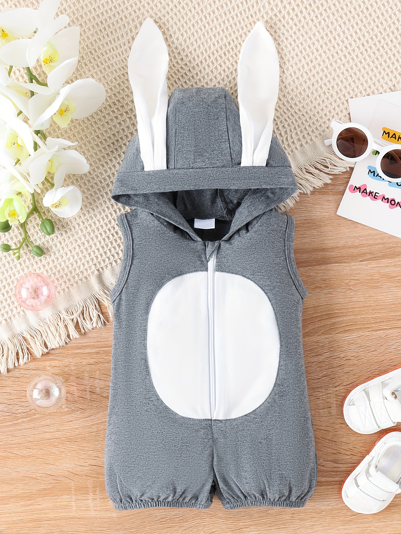 Baby bunny shop ears hoodie onesie