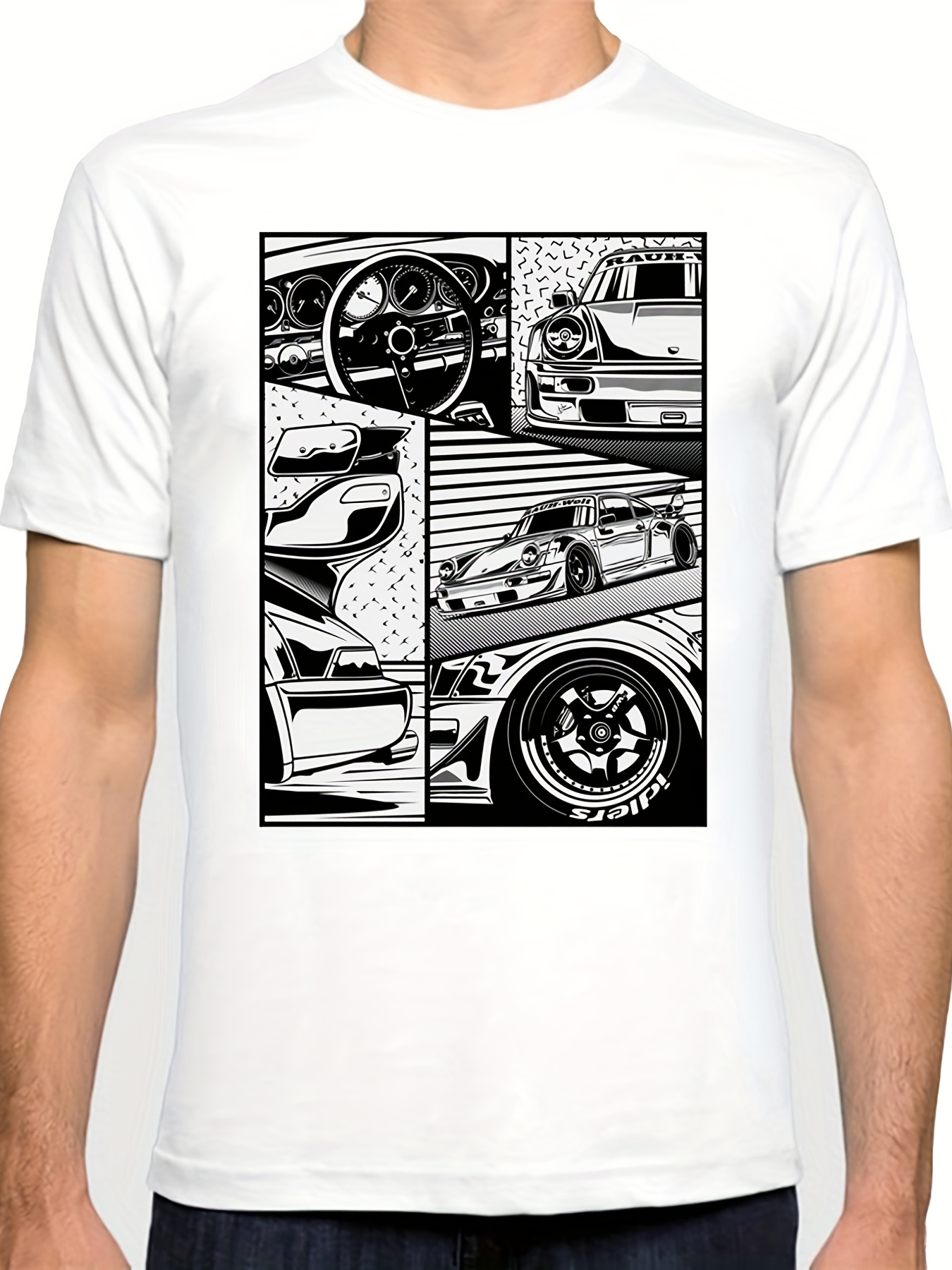 Stylish Racing Car Skeleton Pattern Print Men's Comfy Chic T - Temu