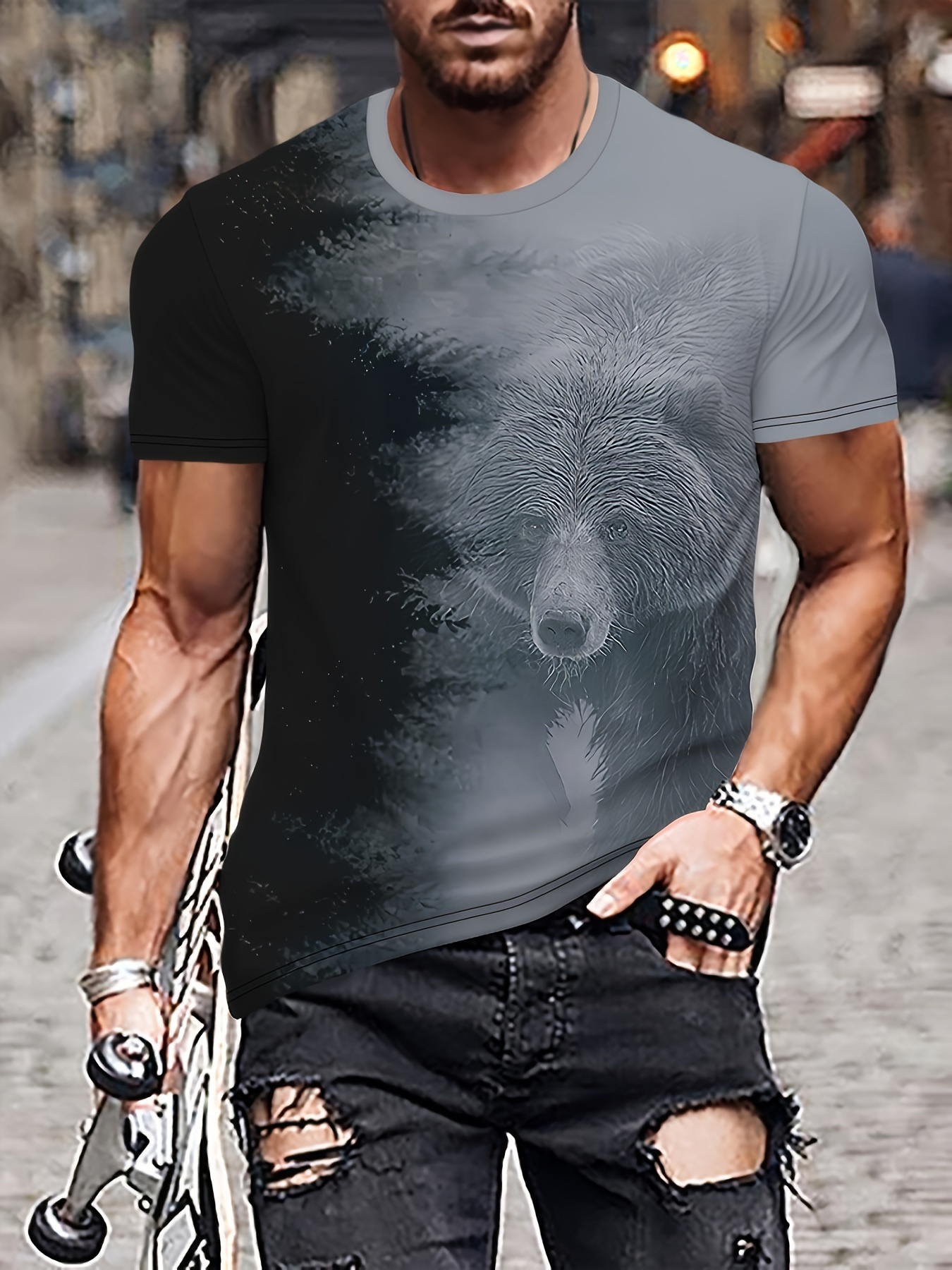 Crew Neck Tees For Men, Casual Short Sleeve Tshirt For Summer Spring Fall,  Smile And Teddy Bear Graphic Tees For Men, Tops As Gifts - Temu Italy