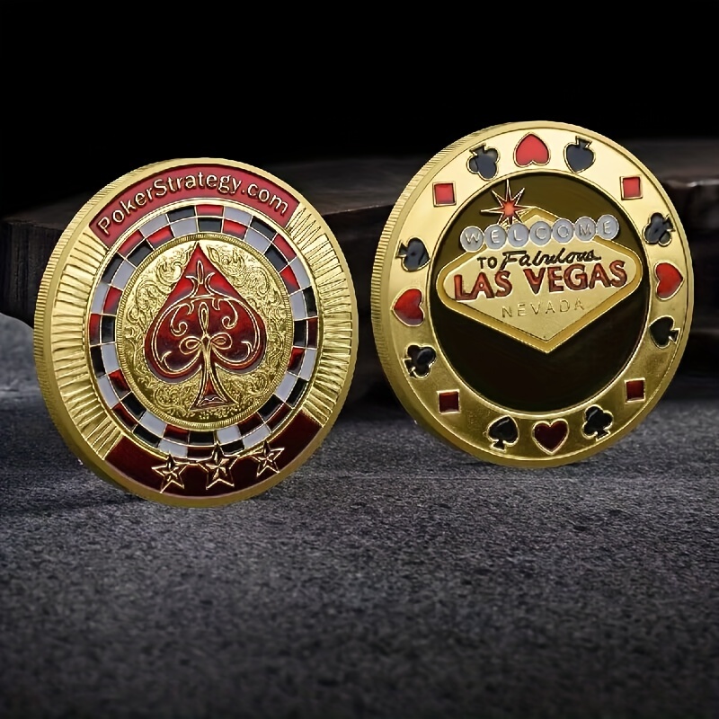  Poker Card Guard Coin Collectibles Table Games Poker Good Luck  Las Vegas Metal Souvenir Coin Guard Protector Golden Coin Chip Poker Card  Collectible Medal Commemorative Coins : Toys & Games