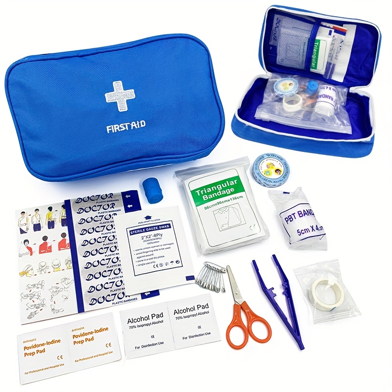  LAGREME - Mini kit de primeros auxilios, bolsa equipada con 105  piezas básicas de insumos de emergencia para coche, hogar, escuela,  oficina, deportes, viajes, senderismo, camping, exploración, mochilero,  caza : Salud