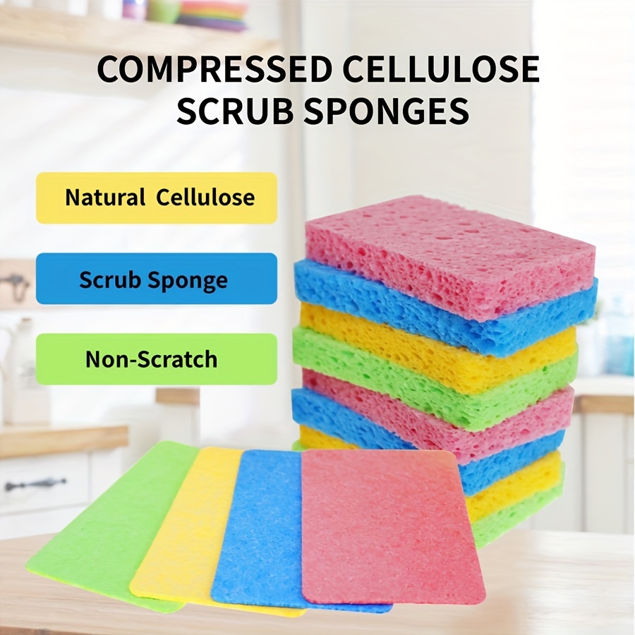 Multi-Use Cellulose Compressed Sponges, Scratch-Free Cleaning Scrub Sponges  for Face Scrub, Dishwashing, Kitchen, Bathroom, DIY Crafts and More (3