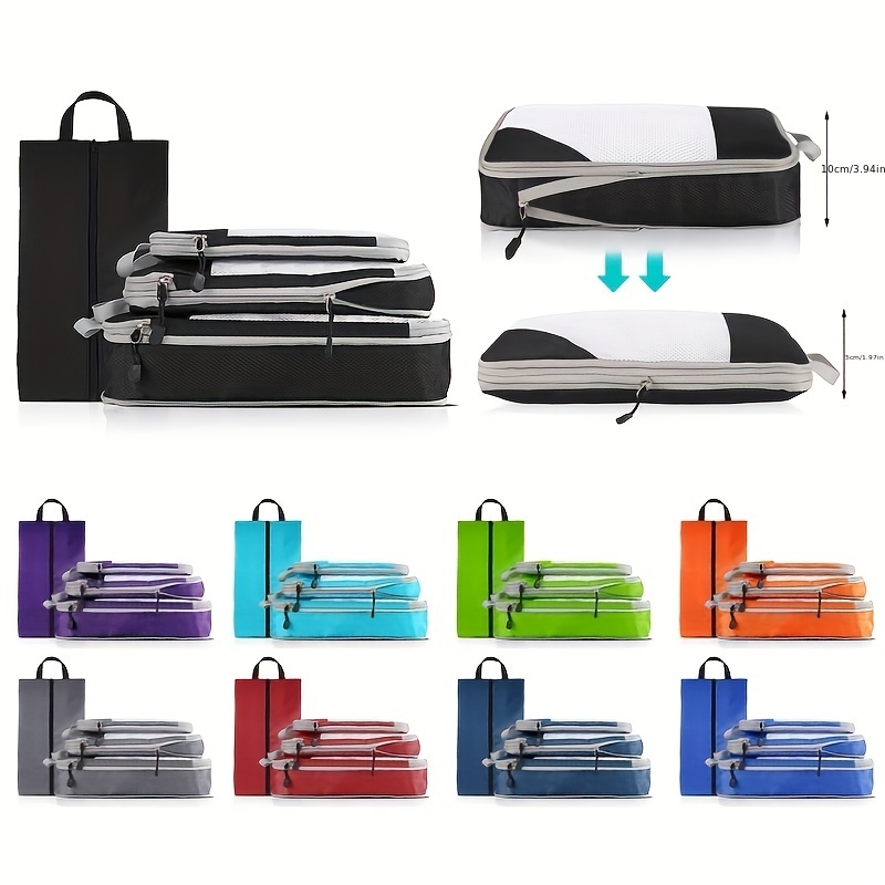 Cubes d'emballage compressibles pliables et étanches, sac de rangement de  voyage, valise portable en nylon avec sac à main, bagages - AliExpress