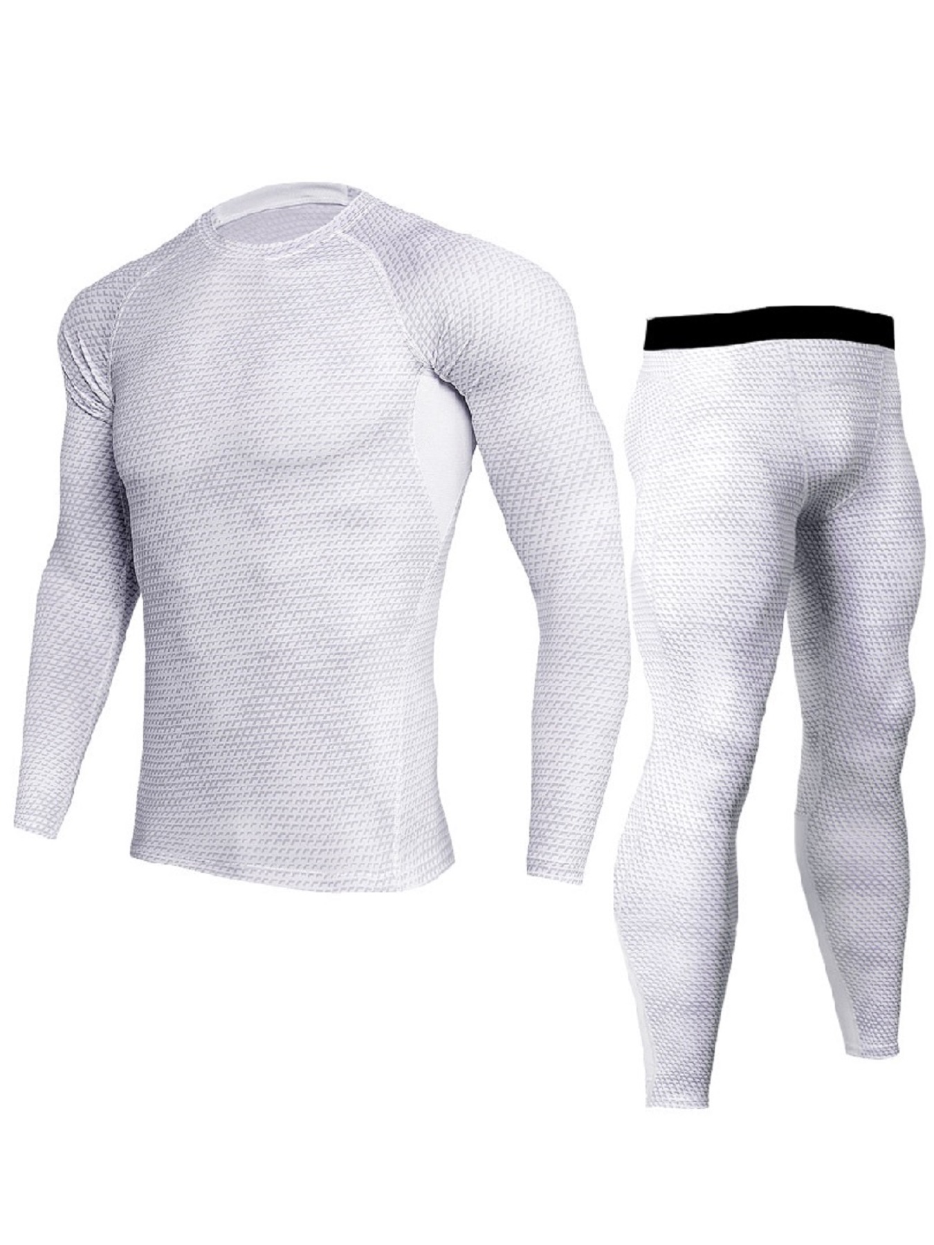 Men's Fitness Compression Suit, Long Sleeve Skinny Fit T-shirt And Leggings  With Letter Pattern For Winter For Running Gym Athletics