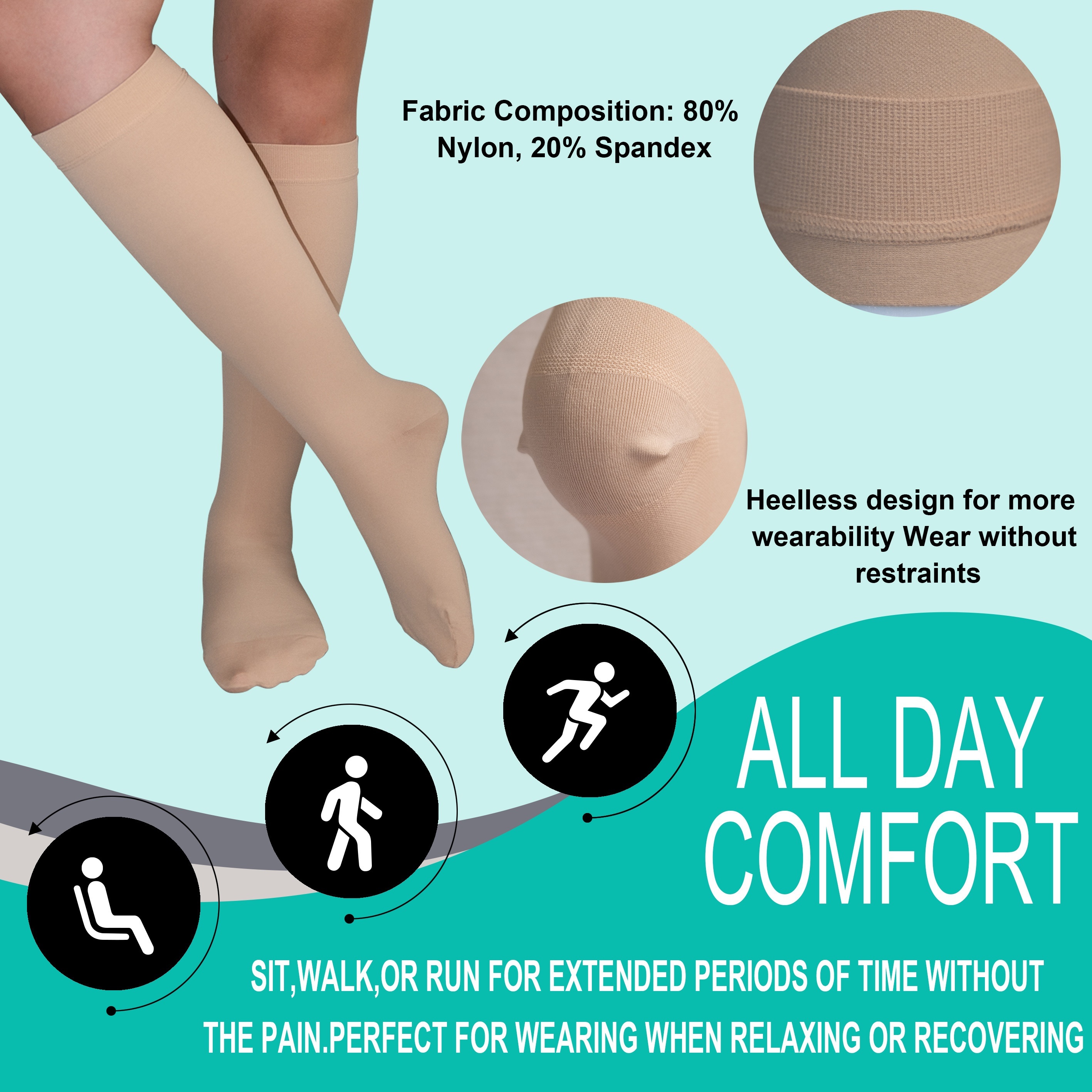 Compression Calf Sleeves Running Leg Support Brace Shin Splint Socks  30-40mmHg