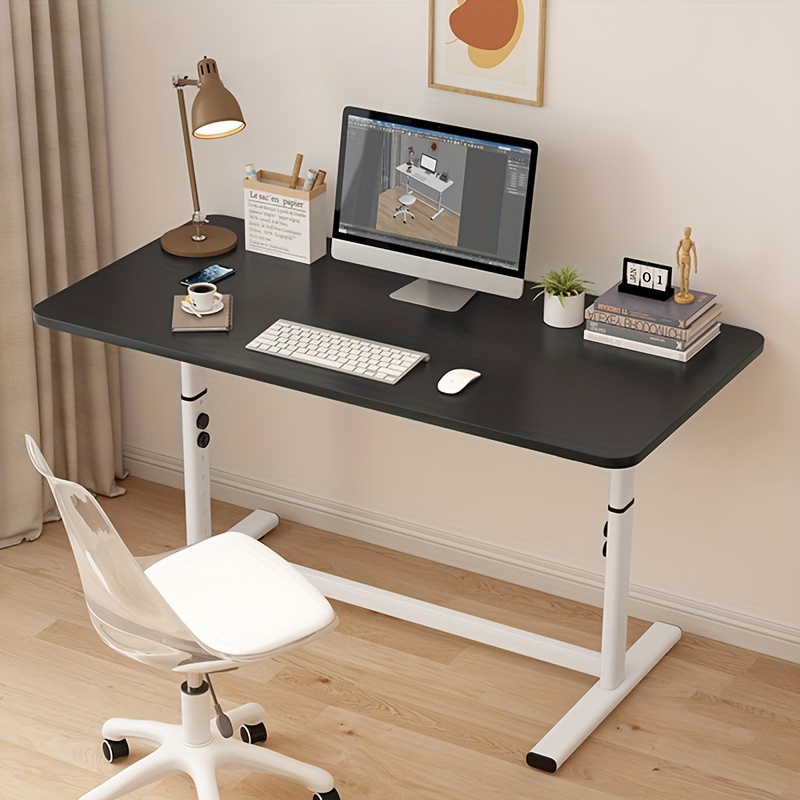  Escritorio blanco con 2 cajones, escritorio plateado y blanco,  escritorio de oficina en casa, mesa de tocador de maquillaje moderna con  escritorio brillante, escritorio de pie para computadora con : Videojuegos
