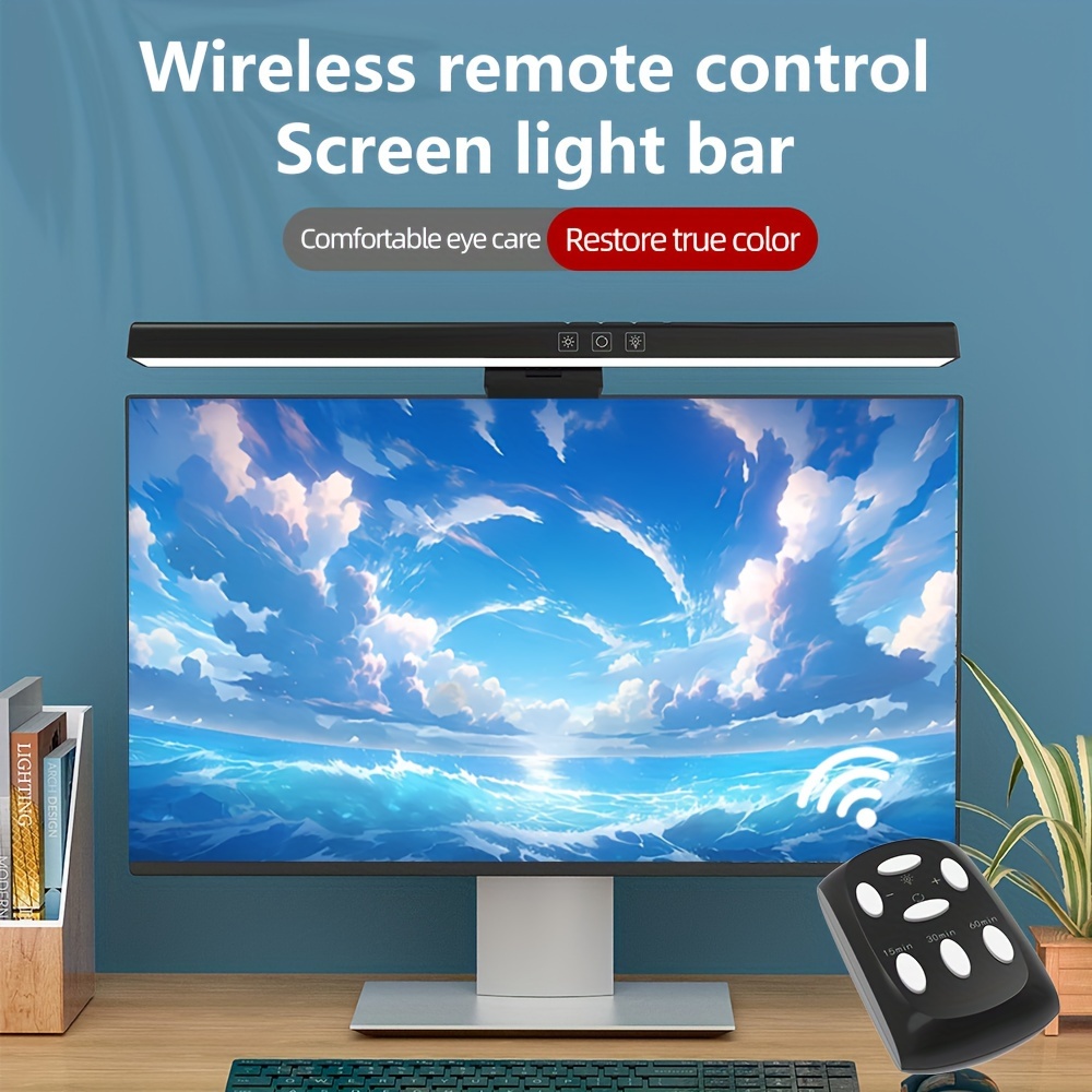 Barra de luz para monitor de computadora, lámpara LED de lectura  electrónica para pantalla curva/plana con alimentación USB, sensor táctil