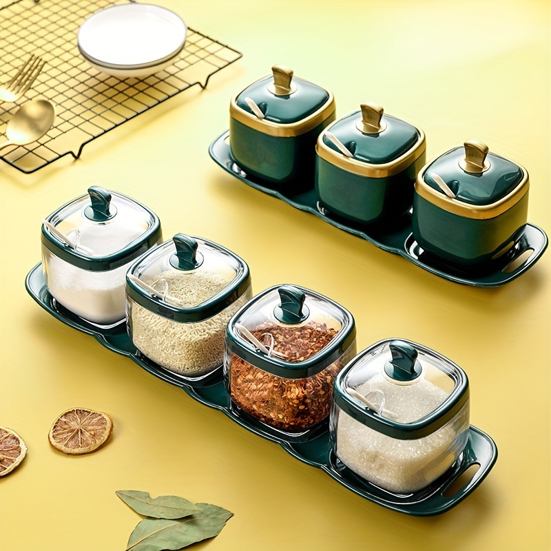 3/4 compartment Seasoning Jar And Condiment Container Set - Temu