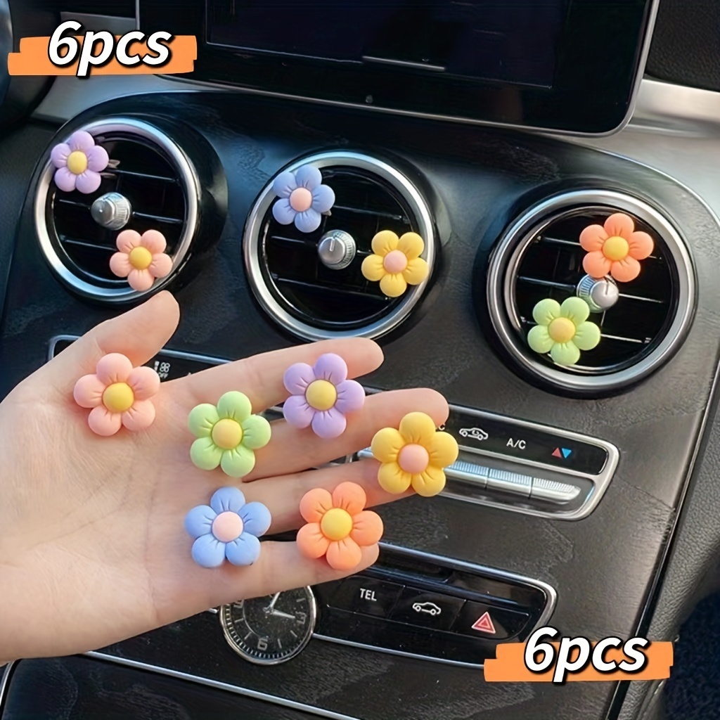 Cute Gifts Pink Car Decor Accessories for Women Teens, 6pcs Car Scent Air  Fresheners Vent Clips, Girly Daisy Flower Decorations Interior Aesthetic