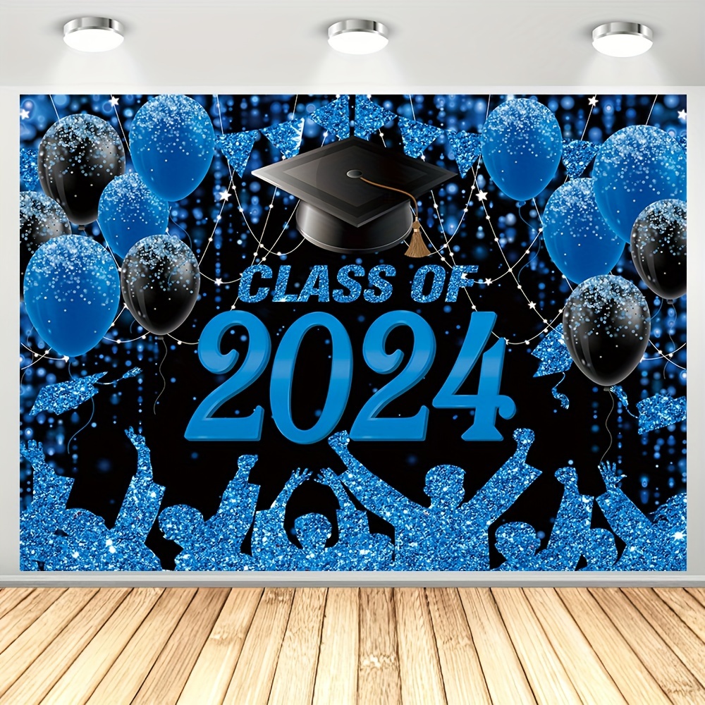  2024 Graduation Party Decorations Blue Graduation Banner 2024  Congrats Grad Backdrop Paper Lanterns with Glitter Gold Class of 2024  Banner for Class of 2024 Graduation Decorations Party Supplies : Home &  Kitchen