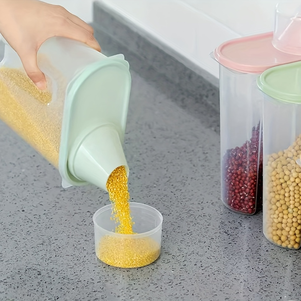 Cereal Containers Storage, 6pcs Airtight Food Storage Containers With Lids  and Funnel Large Reusable Clear Food Storage Bags Stand Up Grain