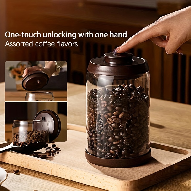  Recipiente de café hermético, tarros de almacenamiento de  granos de café de acero inoxidable de 1.5 litros con válvula de escape,  cuchara medida, anillo de grabación de fecha para el hogar