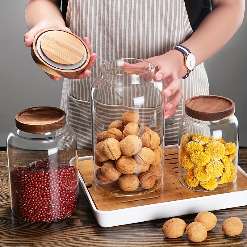 Amber Glass Airtight Jar Moisture Proof Coffee Tea Candy Jar Kitchen Spice  Tank Honey Jam Tank Glass Containers Pot Home Decor