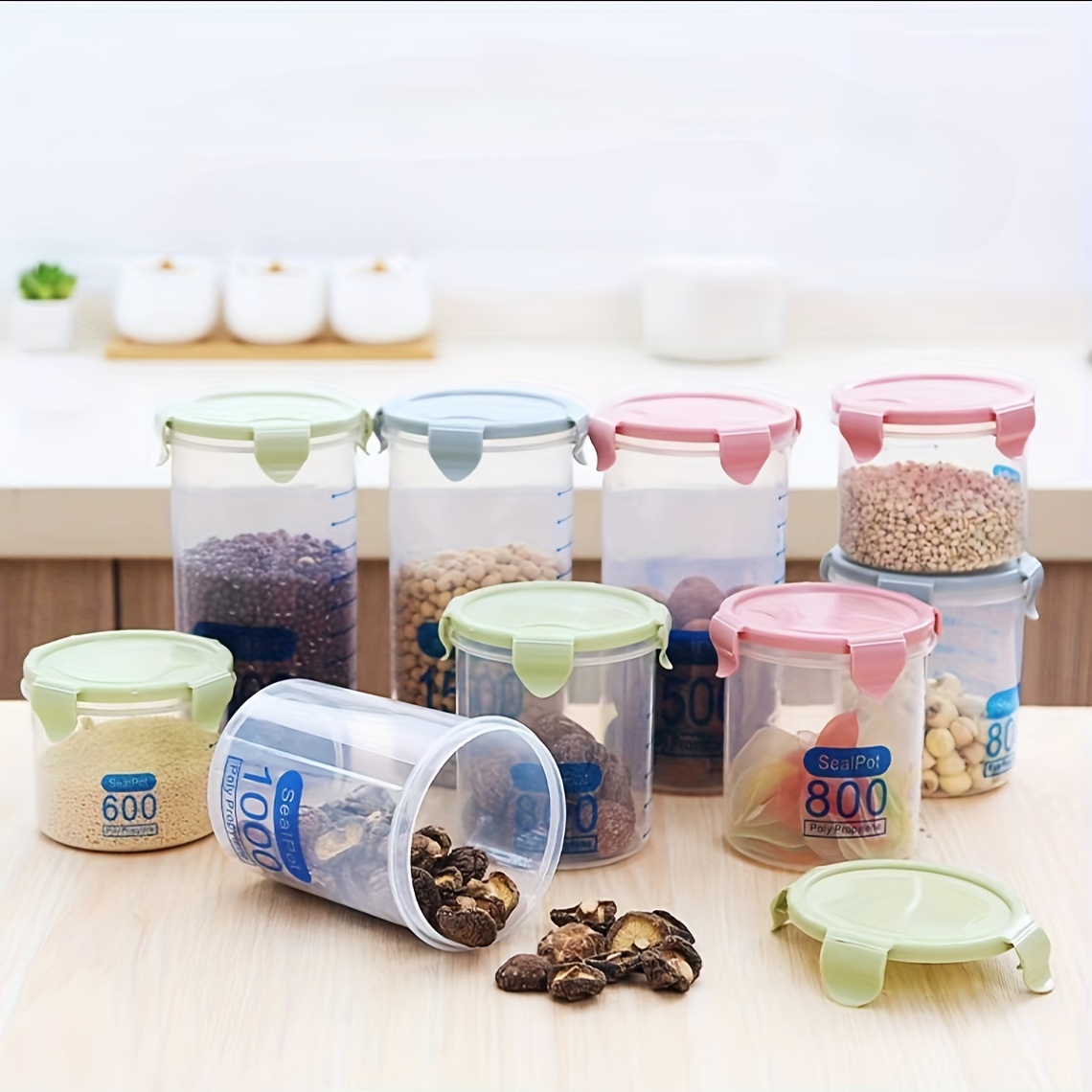 1pc Glass Storage Jar With Wooden Lid And Spoon, Sealed Candy/tee  Container, Multipurpose Organizer