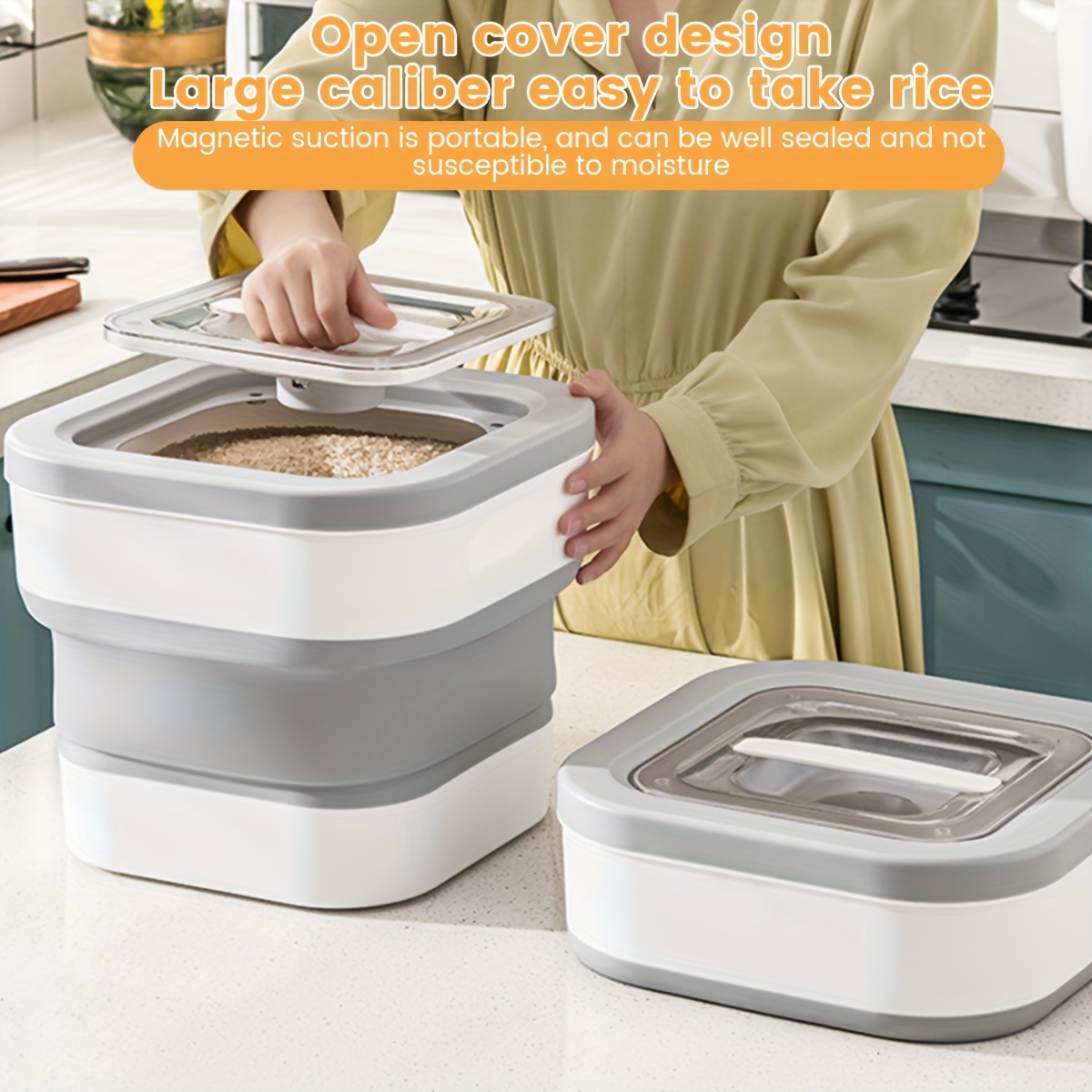 4pcs Large Capacity Storage Box, 4.4L/148oz Clasp Detachable Design,  Thicken Airtight Food Storage Containers With Lids, BPA Free, Waterproof,  Pantry