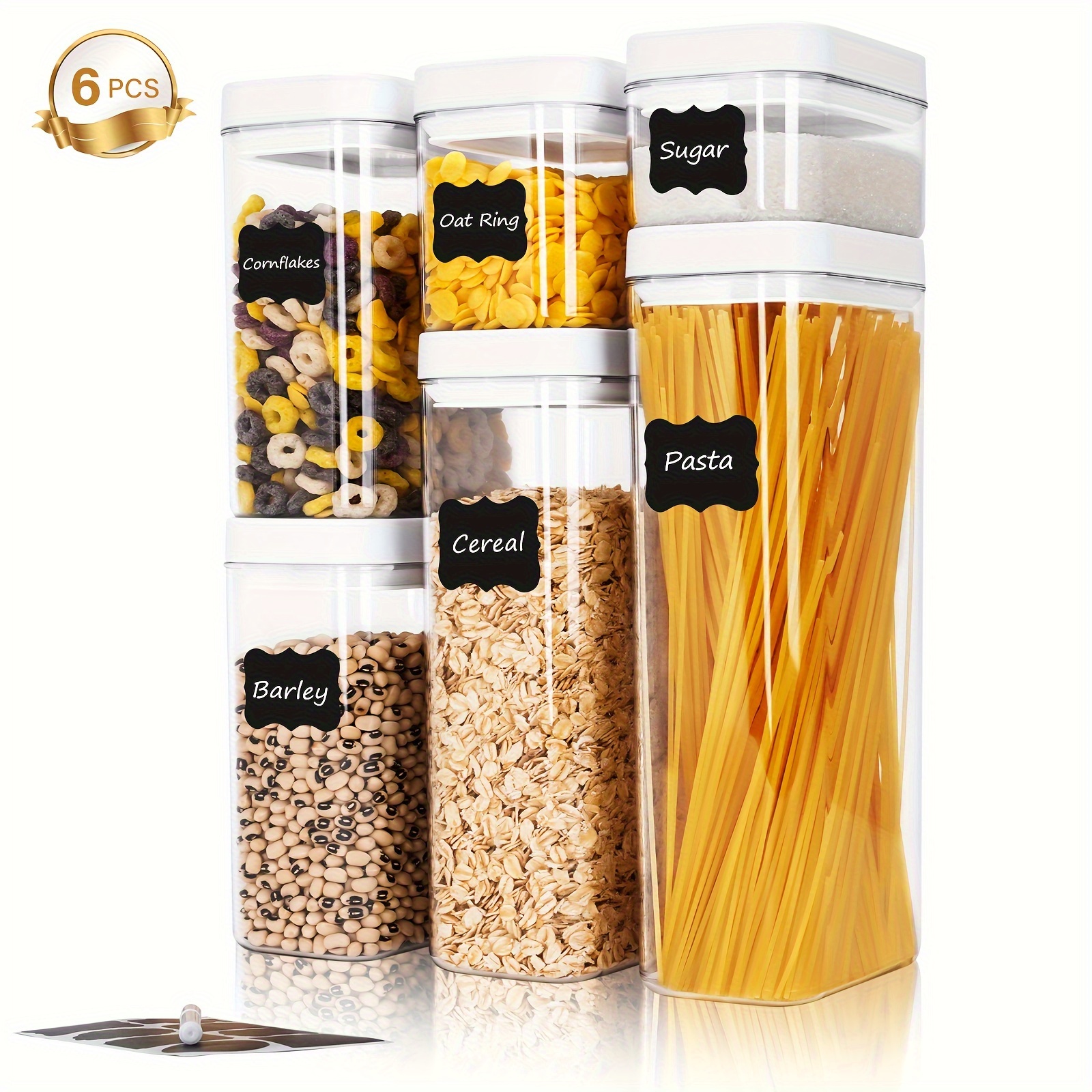 Vtopmart Airtight Food Storage Containers with Lids 6PCS Set 3.2L, Plastic  Spaghetti Container for Pasta organizer, BPA Free Air Tight House Kitchen