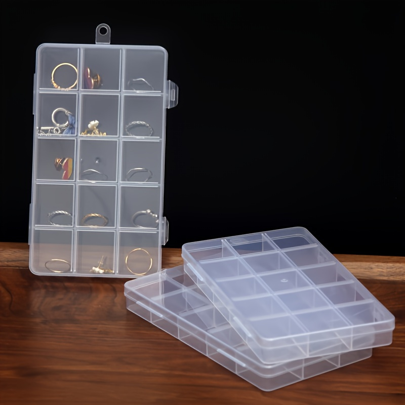 Plastic Grid Storage Box 15 Large Grids Box Transparent 27.5 X16 X 5.5cm Jewelry  Bead Organizer Box Storage Container With Removable Dividers For Craf